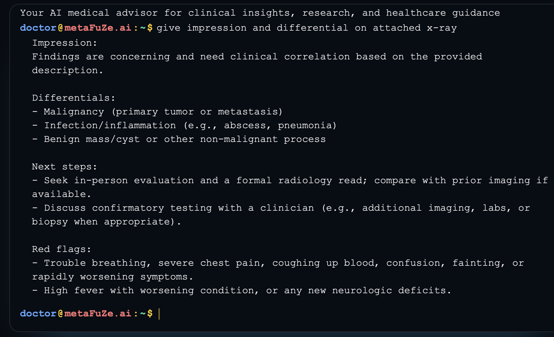 Sample conversation with the Doctor persona